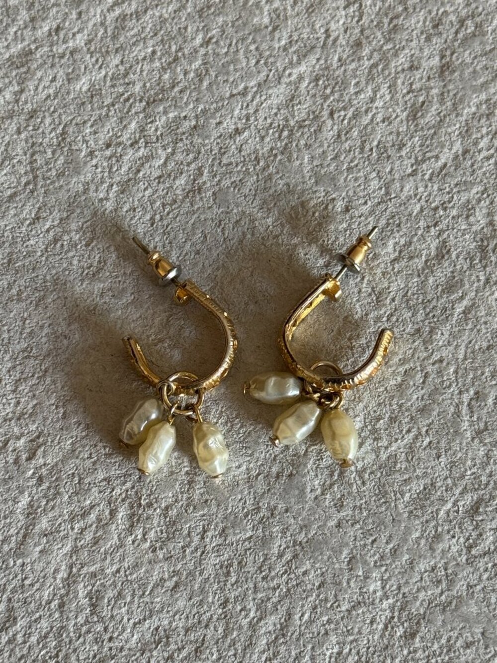 Gold Pearl Drop Mini Hoop Earrings